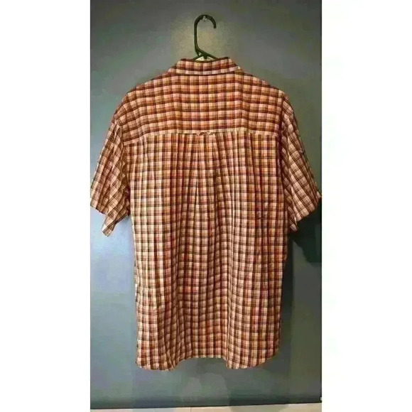 chaps ralph lauren orange checked short sleeve button down - Picture 4 of 4